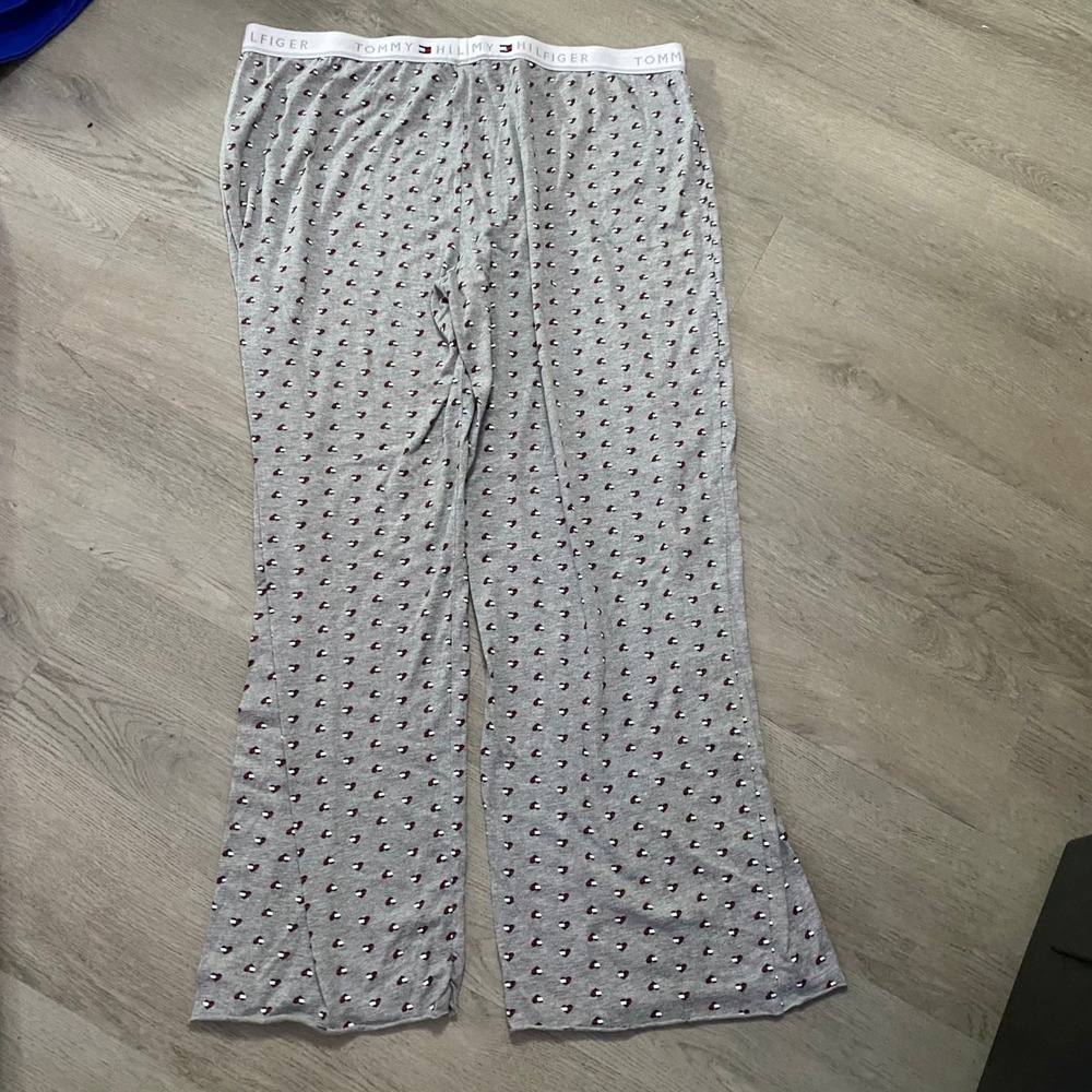 Tommy Hilfiger Pajama Pants Womens XL Gray Logo Print Lounge Sleepwear